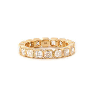 แหวนเพชรทรง Asscher ขนาด 2.5 มม. สุดหรู ดีไซน์ทันสมัย ได้รับการรับรองจาก IGI ตัวเรือนทองคำ ประดับเพชรแบบ Eternity รอบวง ดีไซน์หรูหราด้วยขอบแบบ Milgrain เหมาะสำหรับเป็นแหวนแต่งงาน - Product Image 4