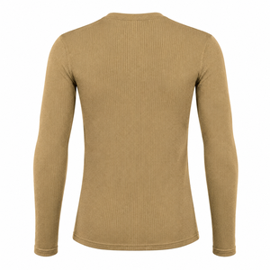 Camiseta térmica de manga larga para hombre, color caqui, personalizada por el fabricante, con cuello redondo, compresión, secado rápido, transpirable, atlética, para gimnasio. - Product Image 2
