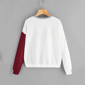 Womens Color Block <b>Grey</b> White Burgundy Red Crew Neck Long Sleeve <b>Sweatshirt</b> OEM ODM Wholesale Apparel - Product Image 6