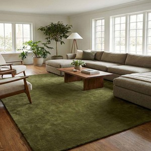 Alfombra Moderna de Lana Verde Oliva Hecha a Mano, Alfombra Sólida de Estilo Escandinavo para Sala de Estar, Dormitorio, Decoración del Hogar - Product Image 6