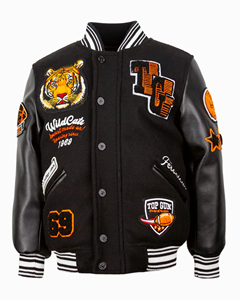 Custom Logo Varsity <b>Jacket</b> Leather Sleeves Embroidery Black <b>Jacket</b> Couple College Baseball <b>Men's</b> Varisty <b>Jacket</b> Letterman - Product Image 1