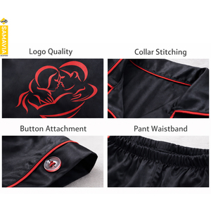 Conjunto de Pijama de Satén para Mujer OEM Samavia – Conjunto de Pijama de Poliéster y Spandex Suave con Ribete en Contraste, Ropa Cómoda para Descansar y Dormir - Product Image 4