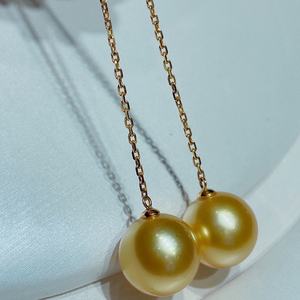 Pendientes de Oro de 18K con Cuentas Dobles de Agua Dulce, Elegantes Pendientes de Doble Uso con Cuentas Blancas, Casi Perfectos, Accesorio de Moda - Product Image 4