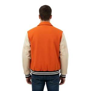 Veste universitaire tendance fabriquée en laine de qualité supérieure et manches en cuir, broderie élégante et doublure confortable, unisexe. - Product Image 6