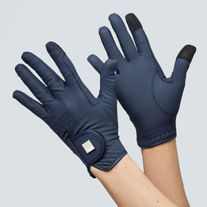 Premium Quality Unisex Adult Navy Blue <b>Equestrian</b> Horse Riding Gloves Touchscreen Compatible Waterproof Adjustable Wrist Strap - Product Image 5