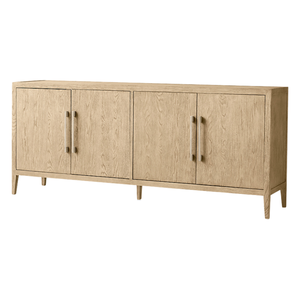 Modern Minimalist Teak <b>Sideboard</b> Credenza Natural Finish 4 Doors and Tapered <b>Legs</b> Large Storage Hospitality Furniture - Product Image 3