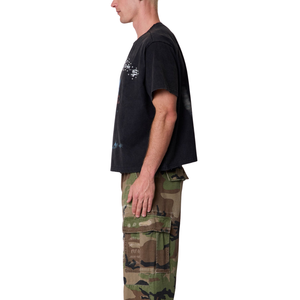 T-shirt homme col rond manches courtes, motif tête de mort devant et spirale au dos, coupe ample, streetwear, vente en gros, personnalisable OEM, en jersey de coton - Product Image 5