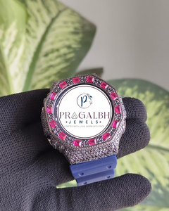 Reloj de Lujo para Hombre con Diamantes Personalizados, Cristal de Zafiro, Bisel de Rubí, Correa de Goma, Movimiento de Cuarzo MIYOTA, Ligero, Edición Limitada - Product Image 1