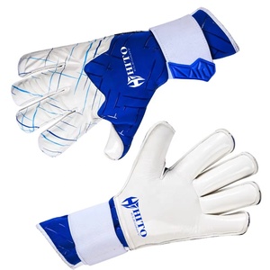 Gants de gardien de but de football en néoprène blanc et bleu, design personnalisé, avec latex allemand gaufré, 4 mm, latex allemand injecté, coupe négative en silicone - Product Image 5