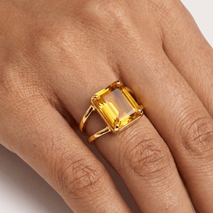 Anillo Chapado en Oro Citrino, Plata de Ley 925, Hecho a Mano, Gema Natural de Esmeralda Amarilla, Joyería, Regalo para Ella - Product Image 4