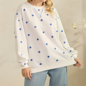 เสื้อสเวตเชิ้ตโอเวอร์ไซส์แบบใหม่สำหรับผู้หญิง ผลิตจากผ้าโพลีเอสเตอร์/คอตตอน รับสกรีนโลโก้ น้ำหนักเบา สวมใส่สบาย - Product Image 1