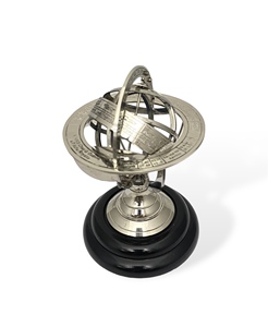 Globe armillaire en aluminium de haute qualité avec design Art Déco, rotatif, durable, écologique, objet décoratif de bureau - Product Image 4