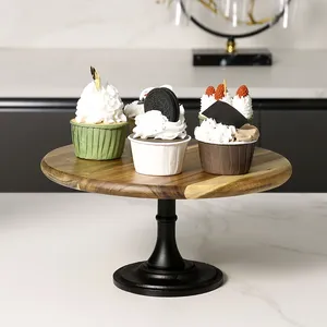 Decorative Handmade Iron Cake <b>Tray</b> Stand for Home Kitchen DecorationRound Handmade Metal Cake Platter with Black Metal Base - Product Image 1