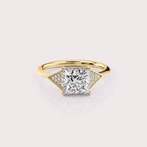 IGI Certified Princess Cut Lab Created Diamond Engagement <b>Ring</b> 14K Rose / White & Yellow Gold Accent Wedding <b>Ring</b> - Product Image 1