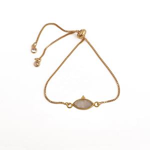 Pulsera Ajustable de Latón Chapado en Oro con Piedras Preciosas para Mujer, Diseño Moderno con Bisel en Forma de Marquesa, Pulseras Hechas a Mano - Product Image 2