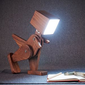Adjustable Wooden Robot Dog Desk <b>Lamp</b> – Touch Dimmable Modern Articulated <b>Table</b> Nightstand Light for Bedroom & <b>Study</b> - Product Image 1