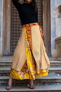 Lote al por mayor de faldas largas bohemias transpirables de seda natural tipo sari - Product Image 2