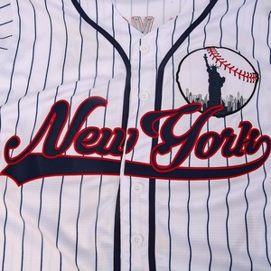 Bottond Pinstrip Polyester Mens Embroidery Canada America Baseball Uniform Set Custom Blank Black and <b>White</b> Jersey Baseball - Product Image 4