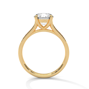Bague en diamant cultivé en laboratoire, taille ronde, certifiée GRA, avec quatre griffes, en or jaune massif 14 carats, et bande pavée de diamants élégante - Product Image 3