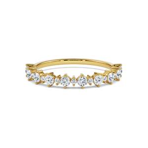 Bague de luxe en moissanite taille ronde plaquée or jaune, avec plusieurs pierres, pour mariage, fiançailles, fête, anniversaire, cadeau, bijoux - Product Image 5