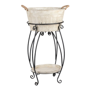 Cubeta Ovalada de Acero Galvanizado Premium con Soporte y Asas de Madera, Enfriador de Bebidas, para Uso en Bar o en Casa, Cubetas Metálicas para Vino - Product Image 3