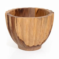 Grand bol en bois sculpté écologique pour les chips de fruits secs Table à café Présentoir de comptoir Bol à pop-corn réutilisable pour la décoration intérieure