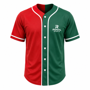 Maillots de baseball personnalisés en gros de haute qualité 100 % polyester pour hommes, respirants, antibactériens, imprimés par transfert thermique, à manches courtes - Product Image 1