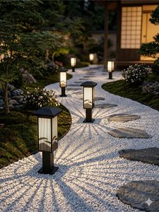 Lámpara Decorativa de Jardín de Estilo Japonés con Forma de Hongo, Luz Cálida Amarilla para Exteriores, para Patio - Product Image 4
