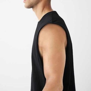 เสื้อกล้ามถักนิตติ้งสีดำสำหรับผู้ชาย ปี 2026 คอกลม แขนกุด สไตล์ลำลอง สีพื้น ผ้าสแปนเด็กซ์/ไนลอน ระบายอากาศได้ดี น้ำหนัก 220 กรัม ย้อมสีพื้น - Product Image 5