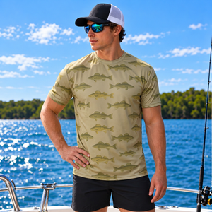 T-shirt de pêche personnalisé 180 gsm, impression intégrale, sublimation, pour homme, articles de pêche, tee-shirt personnalisé - Product Image 1