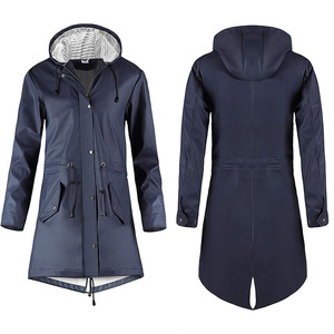 Men's XXL <b>Lightweight</b> Polyester Rainproof Jacket Waterproof <b>Long</b> Sports Raincoat Hood Durable - Product Image 6