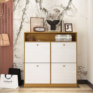 Scarpiera Autoportante con 4 Cassetti a Ribalta e Maniglia in Legno, Organizzatore per Scarpe, Mobile in Legno - Product Image 1