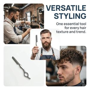 Professional Obexa Barber Thinning <b>Razor</b> with Stainless Steel Handle and <b>Single</b> <b>Blade</b> Non-Disposable for Hair Cutting & Shaving - Product Image 3