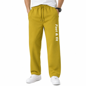 Custom Men <b>Straight</b> Lightweight Loose Fit Mid Waist Fleece Sweatpants Printed Casual Sports <b>Pants</b> for Winter - Product Image 1
