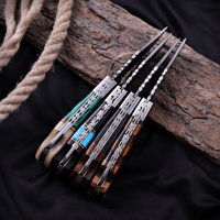 Couteau de cuisine UM STEEL en acier au carbone forgé à la main, manche en bois, style artisanal traditionnel, lame de 3 pouces, réglable, en cuir