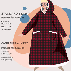 ผ้าห่มลายสก็อตแบบสวมใส่ได้ มีฮู้ด ผ้าฟลานเนลเชอร์ปาเนื้อนุ่ม สวมใส่สบาย คลุมทั้งตัว ใช้เป็นชุดนอนได้ - Product Image 3