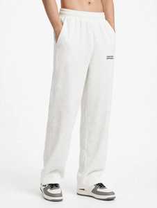 ONETEN APPAREL <b>Men's</b> <b>White</b> Corduroy Pants Elastic Waist Casual <b>Trousers</b> Letter Print Left Leg - Product Image 1
