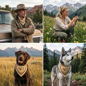 Custom Vintage Buffalo Bandana | Western Cowboy 55 Cm Square Scarf | Sublimation Printed Nature <b>Head</b> <b>Wrap</b> 100% Cotton Bandana - Product Image 4