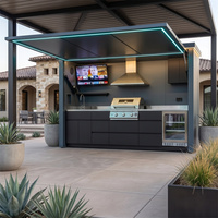 Cocina Exterior Personalizada de Acero Inoxidable para Barbacoa, Resistente a la Humedad, Duradera y Robusta, para Villa