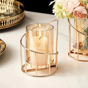 Portavelas de Metal Dorado con Campana de Vidrio, Hecho a Mano, Ecológico, Estilo Vintage, para Decoración de Mesa en Navidad y Pascua - Product Image 2