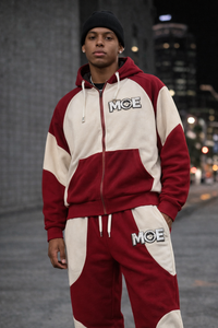 Wholesale Men'<b>s</b> Streetwear Style Sweat <b>Suits</b> Custom Panel Embroidery Set Polar-fleece Zip Up Hoodie Sweatpants Tracksuits OEM - Product Image 4