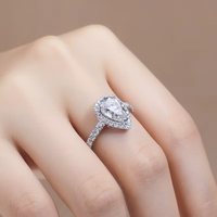 Bague de fiançailles unisexe en diamant de laboratoire taille poire, plaqué or 18 carats, certifiée IGI, 1 carat, bijoux de luxe Krishnavii KR 657
