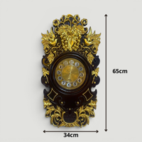 Jam Dinding Bulat Logam Antik Analog Quartz Desain Floral Hiasan Gantung Bertenaga Baterai untuk Kantor