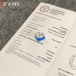 D'vins Jewels Bijoux Personnalisés Diamant de laboratoire CVD ovale taille F VS1 10,48 carats Fancy Light - Product Image 5