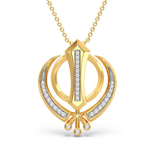 จี้สร้อยคอทองคำแบบดั้งเดิมประดับเพชรลายกันดา - Product Image 1