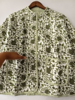 Veste bomber réversible pour femmes, imprimé floral, 100% coton