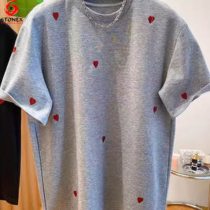 T-shirts tendance personnalisés avec logo imprimé et brodé, à manches courtes, respirants, épais, coupe oversize et épaules tombantes pour - Product Image 2