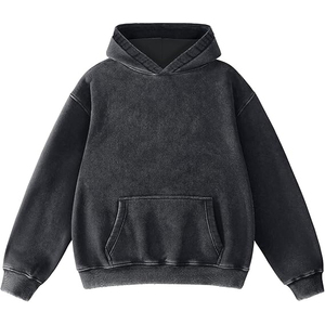 เสื้อฮู้ดโอเวอร์ไซส์ สีพื้น ผ้าฝ้ายเฟรนช์เทอร์รี่ ทรงลำลอง ใส่สบาย มีกระเป๋าหน้า เหมาะสำหรับใส่ในฤดูใบไม้ร่วง - Product Image 1