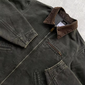 Veste trench en toile pour homme avec col rabattable, fermeture éclair, coupe classique, vêtement d'extérieur - Product Image 5