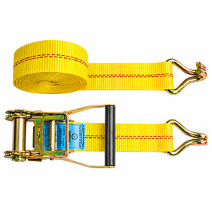 Sangle d'arrimage à cliquet 50 mm 20' (6,1 m) en polyester avec crochets en J en acier pour la sécurité et la fixation des charges sur camions et remorques - Product Image 1